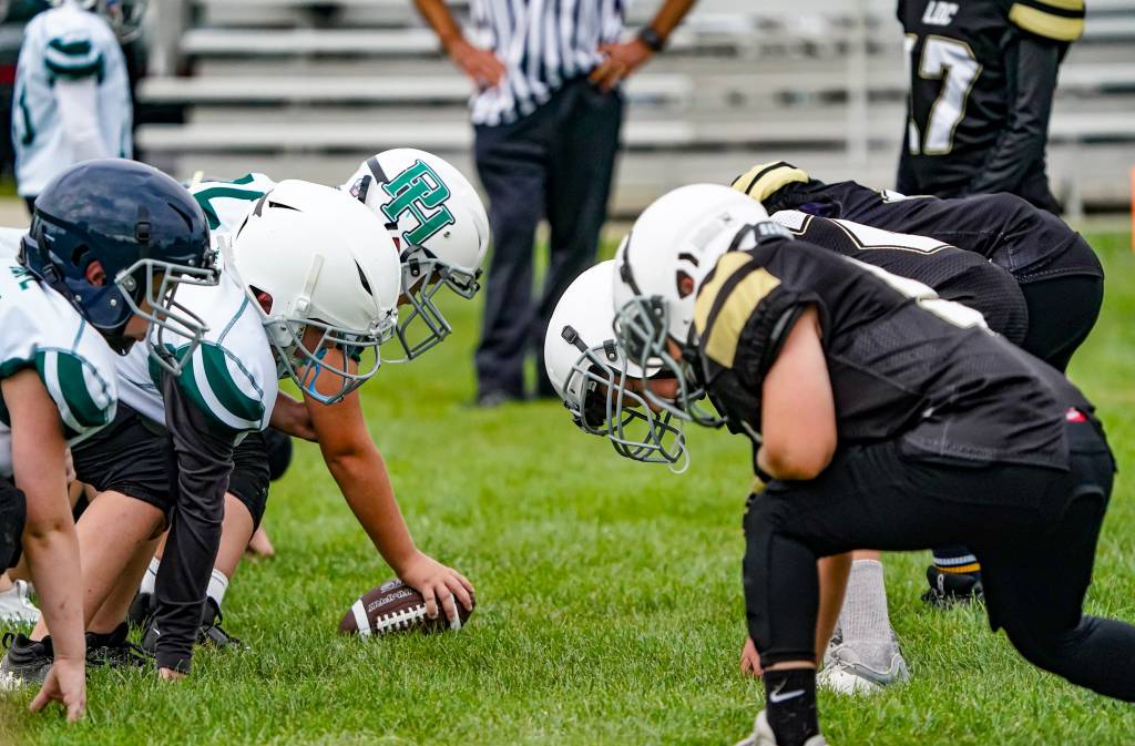 Youth football gets underway on opening day at the Lapel Optimist Club on Saturday, Sept. 7, 2024 in Lapel, Ind.